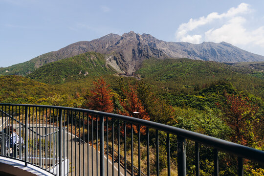 Sakurajima Volcano Island landscape, Japan, Kagoshima prefecture, Kyushu island region, island volcano and bay, Yunohira Observation Deck, ferry trip from Kagoshima, Kirishima-Kinkowan National Park