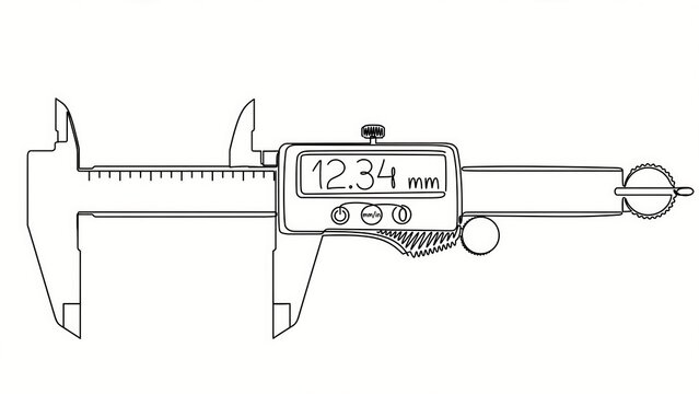 Vernier caliper measuring tool white background.
