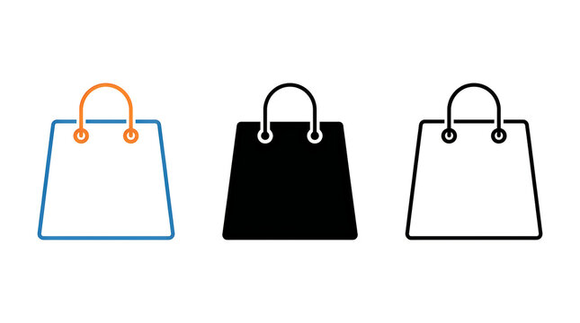 Three shopping bags with handles in different styles
