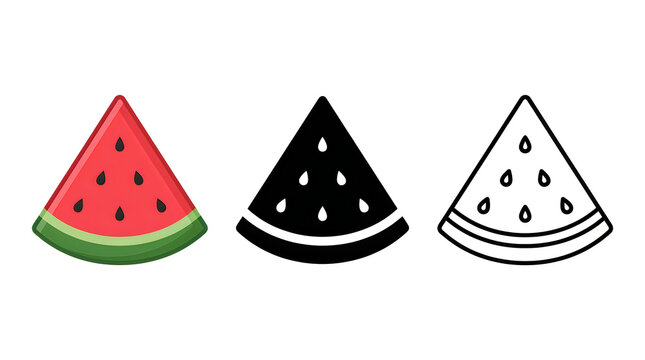 Watermelon slice in three different styles