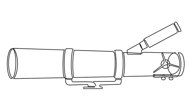 Telescope on tripod white background.