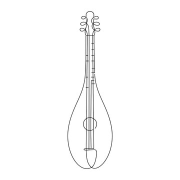 Traditional stringed instrument white background.
