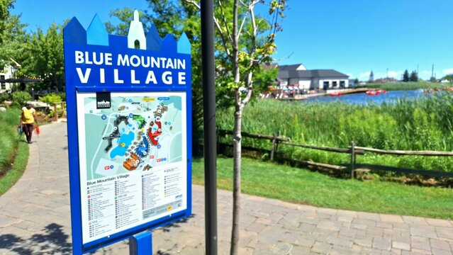Blue Mountain Village directory sign in Ontario Canada