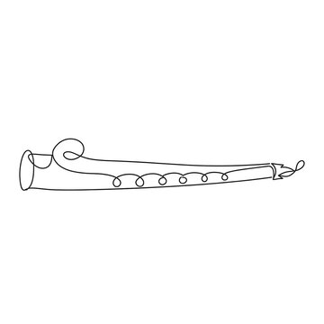 Shakuhachi Flute white background.