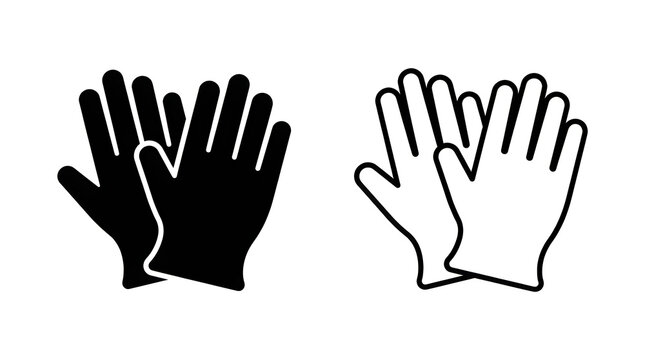 Black and white glove icon pair with fingers spread