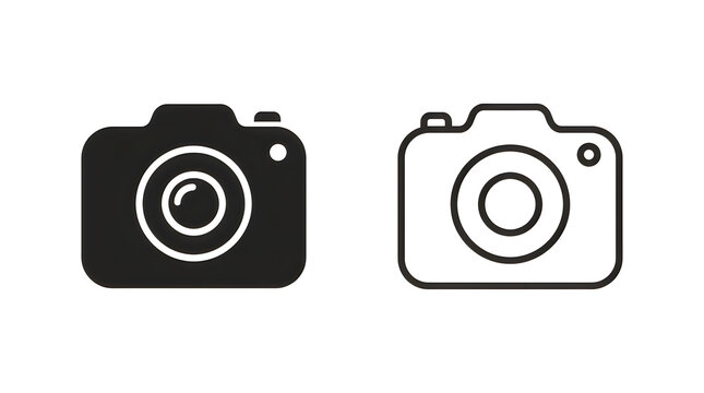Minimalist camera icons in black and white