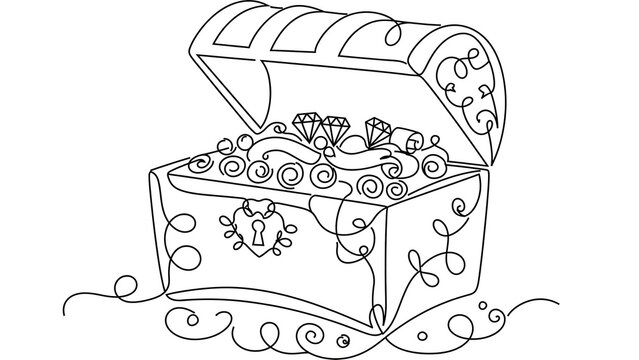 Treasure chest filled with jewels white background.