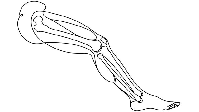 Human leg bones anatomy white background.