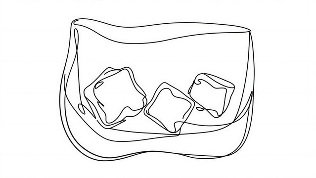 Ice cubes in glass white background.