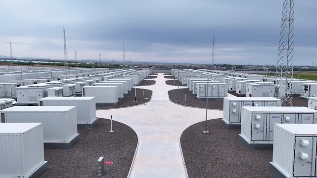 outdoor large scale energy storage station battery container array