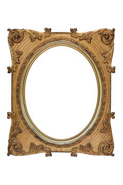 Antique gold picture frame isolated on white background