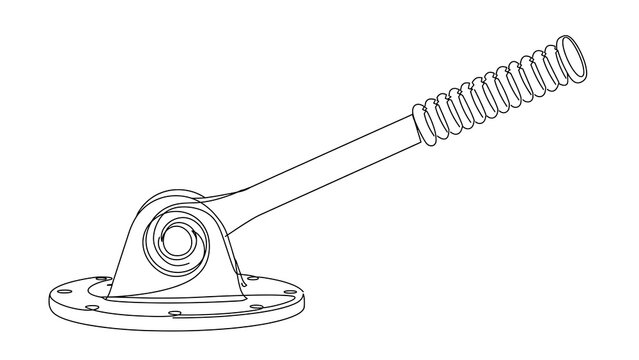 Industrial spring mechanism white background.