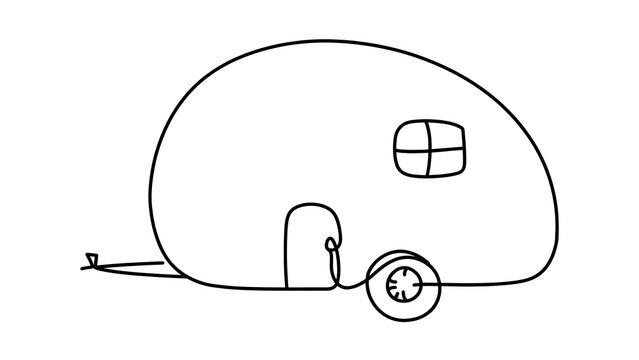 Vintage caravan trailer white background.