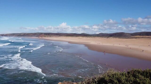 Scenic view over Praia da Bordeira beach near Carrapateira, Algarve, Portugal