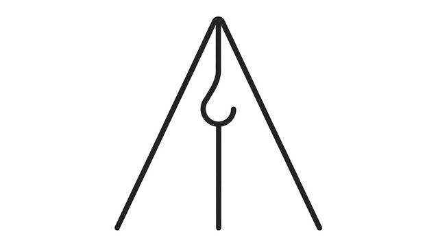 Triangle with hook white background.