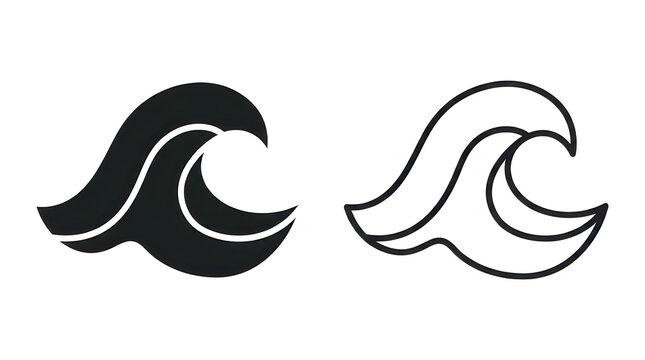 Black and white wave surf icon design