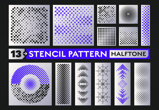 Geometric Halftone Stencil Pattern Set
