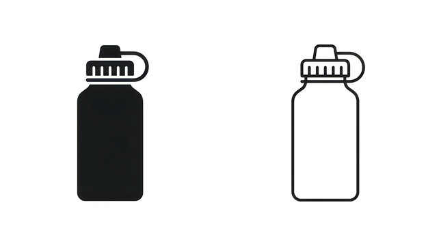 Water bottle with flip top cap vector icon
