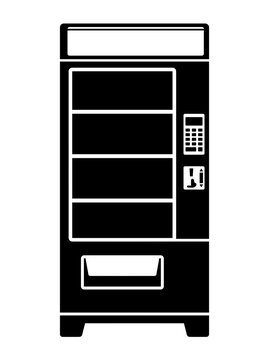 vector Modern automated vending machine for snacks and drinks with digital interface and product display on transparent background