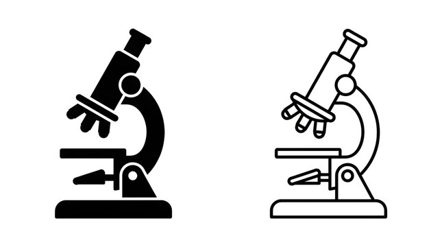 Two microscopes icon set in black and white
