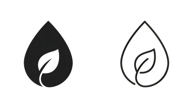 Simple water drop with leaf icon design