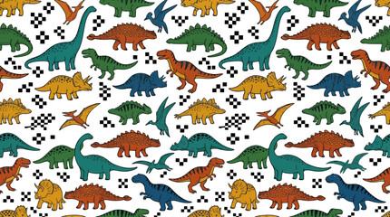 Cute Dinosaurs Seamless Pattern © Maliya