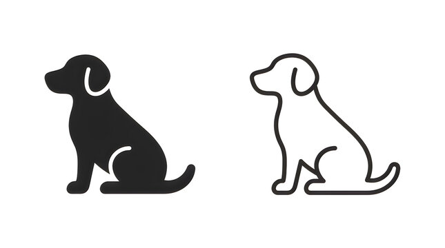 Black and white dog silhouette sitting