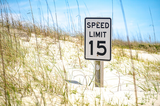 Speed limit sign on ocracoke North Carolina beach 