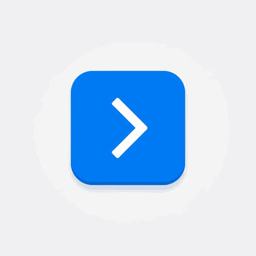 Modern Blue Square Navigation Button Featuring A Clean Minimalist White Right Arrow Symbol For Digital User Interface Design Applications