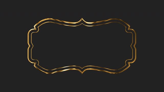 Ornate golden frame animation, classic golden title border frame with 4K alpha channel, ideal for luxury branding, invitations, awards, and weddings
