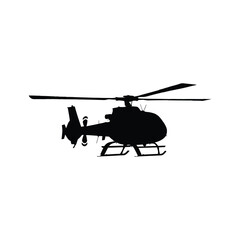 Fototapeta premium Detailed black silhouette vector illustration of a modern flying helicopter