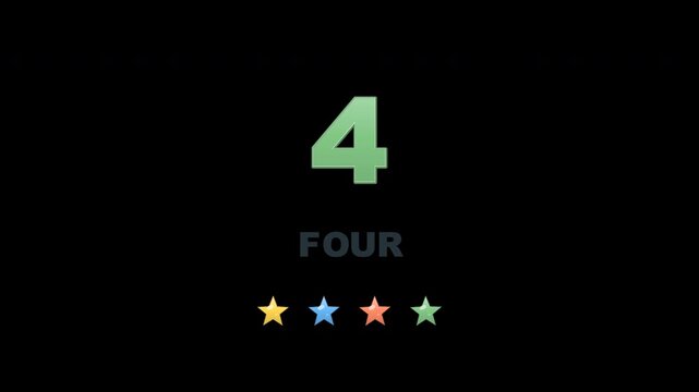 Playful educational number learning animation for kindergarten and preschool children, showing numbers 1 to 10 with corresponding English words and visual counting objects. Designed for early childhoo