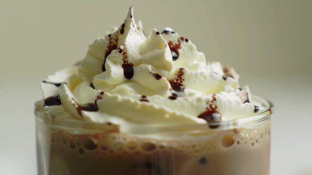 Whipped cream, chocolate drink, studio, close-up