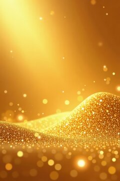Golden Glittering Hillscape A Luxurious Abstract Background of Shimmering Particles and Radiant Light