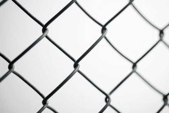 Close-up view of a chain link fence, showcasing the intricate diamond pattern and metallic texture of the wires