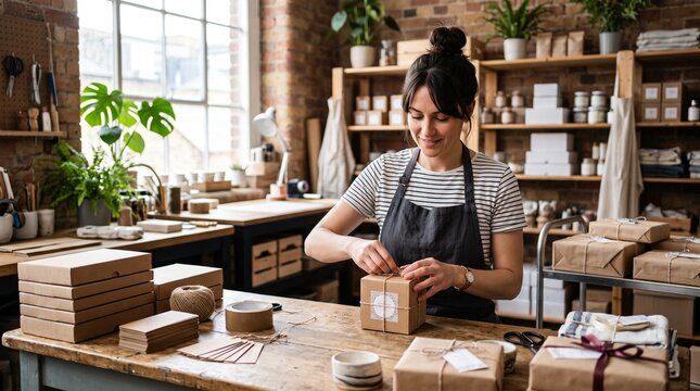 Young Entrepreneur Preparing Handmade Products for Online Orders