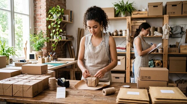 Young Entrepreneur Preparing Handmade Products for Online Orders