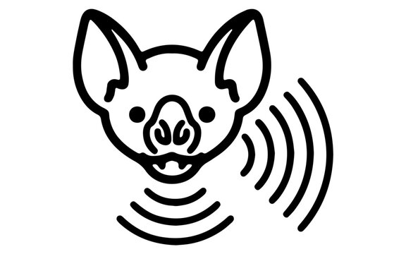 Bat Echolocation Sound Waves Ultrasound Navigation Vector Line Icon