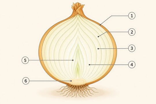 Illustration Cross Section of an Onion Bulb Layered Rings