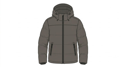 Brown winter hooded jacket vector illustration for outdoor cold weather © Mang