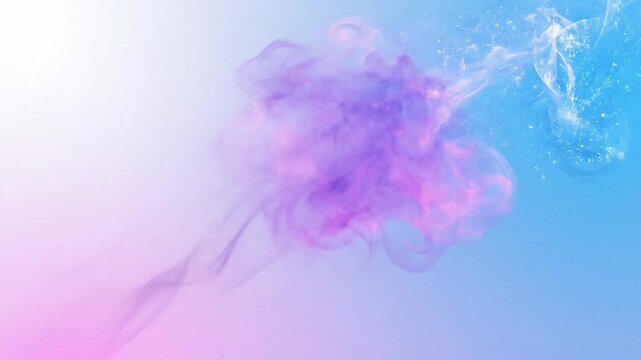 Purple ink plumes swirling in blue water creating artistic motion animation for modern graphic design projects