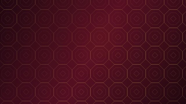 An original octagonal lattice pattern drifts subtly with a traveling metallic shimmer across fine golden lines.