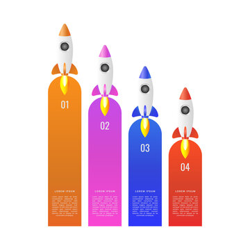 colorful gradient startup rocket steps layout for business presentation
