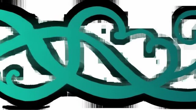 Abstract Teal Swirls Decorative Border Element.