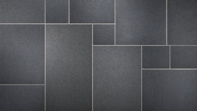 Ash Black Granite tiles variety of sizes lighter grout background