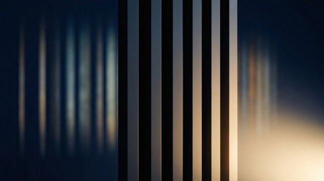 Abstract Layered Thick Vertical Bars Parallax Effect Forest Green Sage Cream Glow Digital Art

