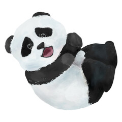 PNG baby panda watercolor element on transparent background © Rawpixel.com