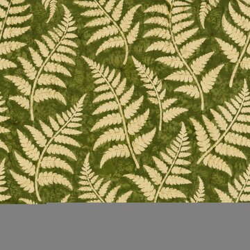 Seamless Hand Painted Batik Fern Pattern Background in Olive