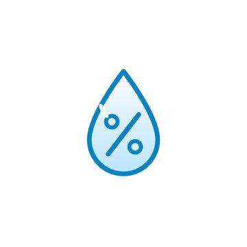 Moisture water droplet with percentage symbol for indoor relative humidity level