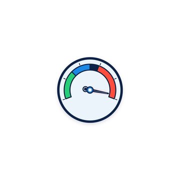 Multi segment color temperature speed dial gauge meter with needle indicator